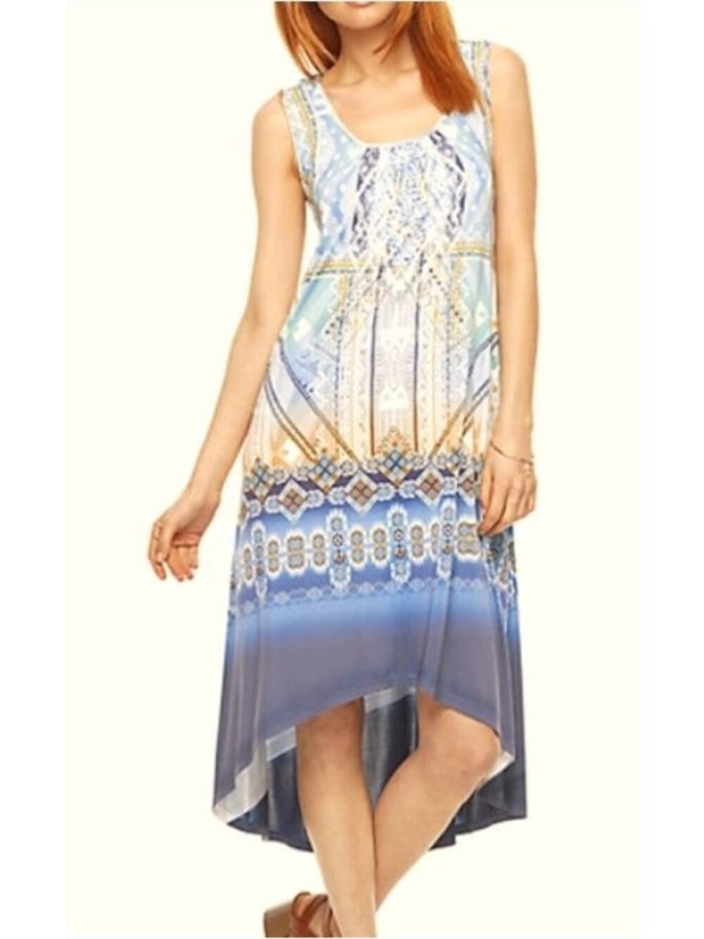 World Unity Blue/Multi Boho Wild Spirit Purity High Low Dress Women's Size Small - Picture 4 of 11